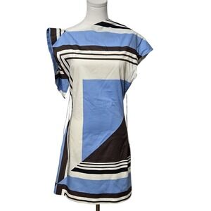 Zara Dress Womens Medium Multicolor Geometric One Shoulder Open Back Tie Mini